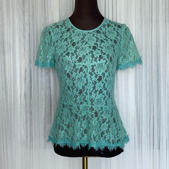 COPY - (2) BCBGMaxAZRIA “Evia” lace, peplum, unlined, short sleeves (1.) Med (2… - Picture 2 of 16